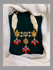 Pearl & Choral Choker with peacock in Kundan - PB008