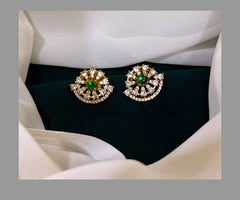 White Stone Stud Earring in Nakshi - NE0156