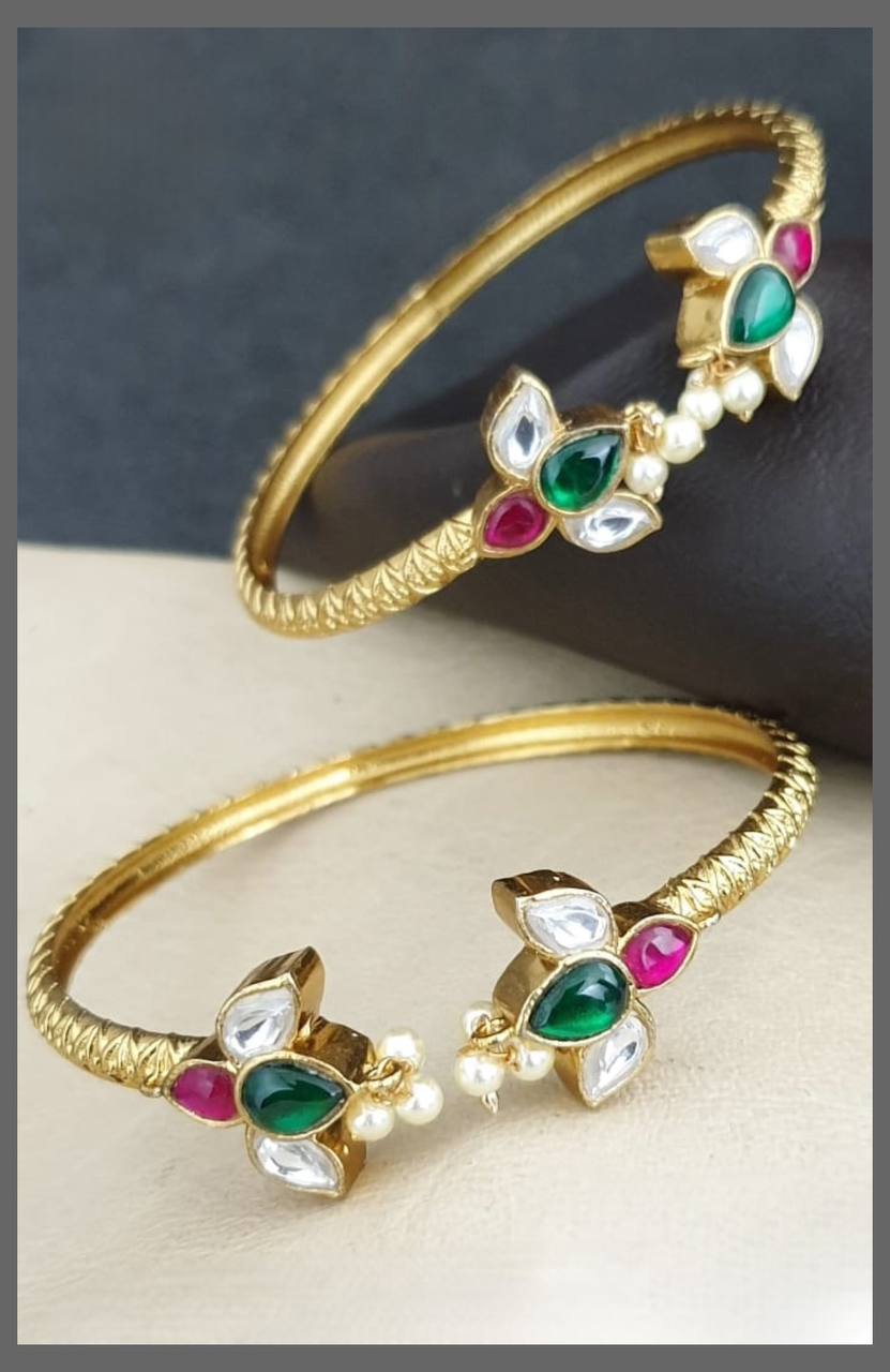 Jadau Lotus Bangles - BG00175