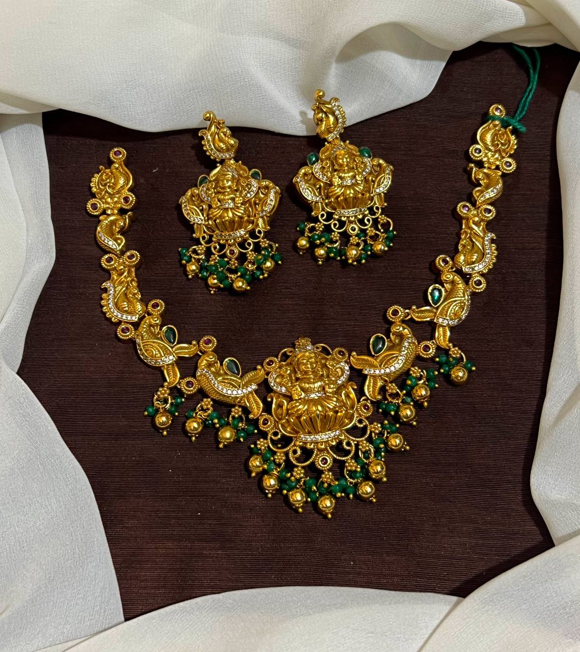 Beautiful Gold Replica Necklace With Lakshmi In Nakshi - NN00306