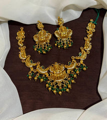Beautiful Gold Replica Necklace With Lakshmi In Nakshi - NN00306