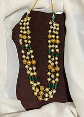 3 line White Emerald And NAkshi Balls Haram - PB0075