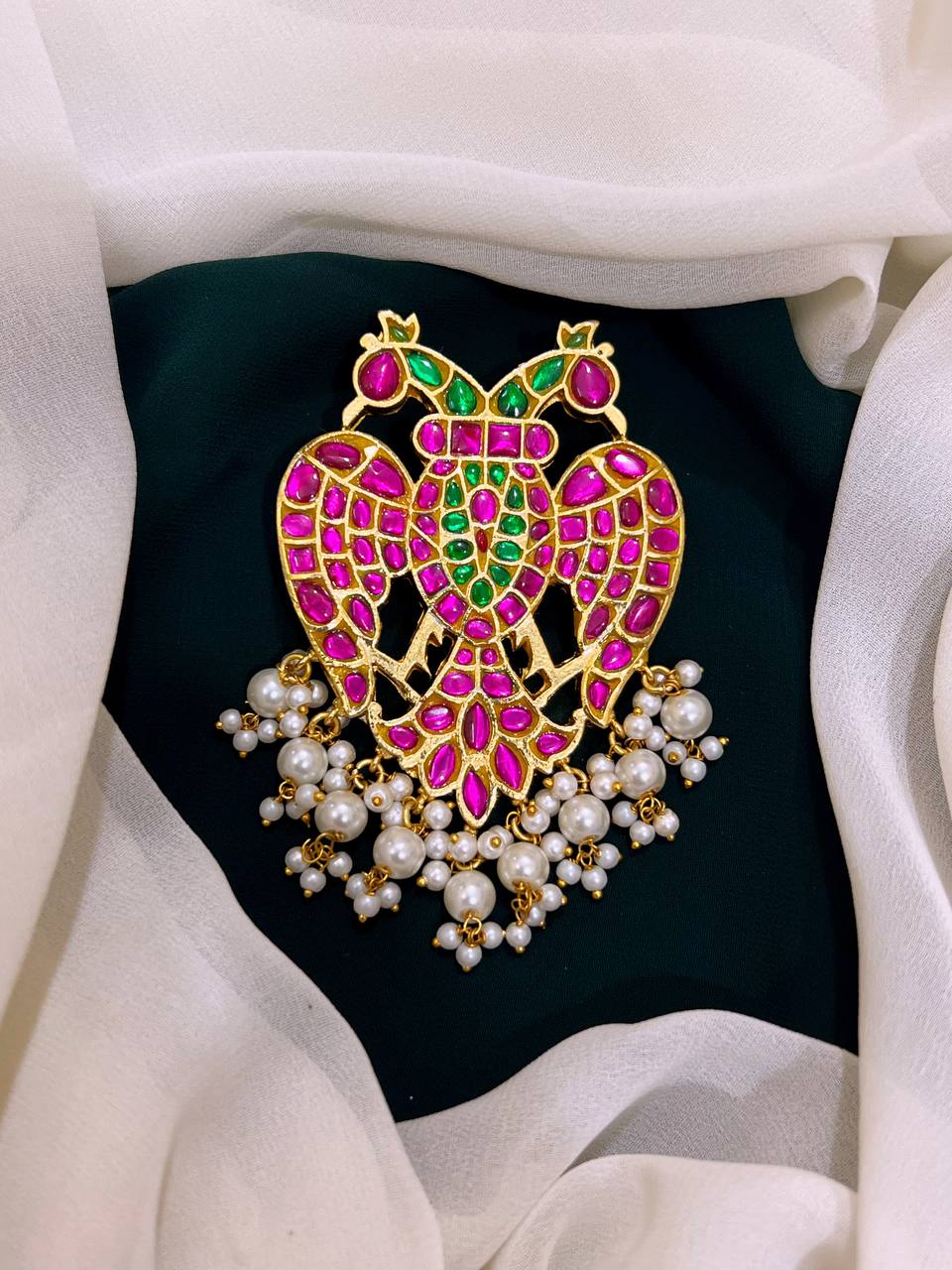 Peacock in Jadau Kundan Pendent - KP0026