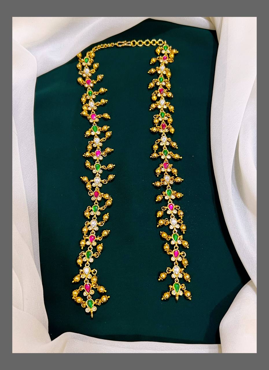Jadau Front Open Gold Replica Haram - KH00196