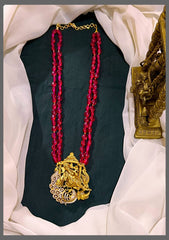 Red Pearl With Ganesha Pendent - PB00210