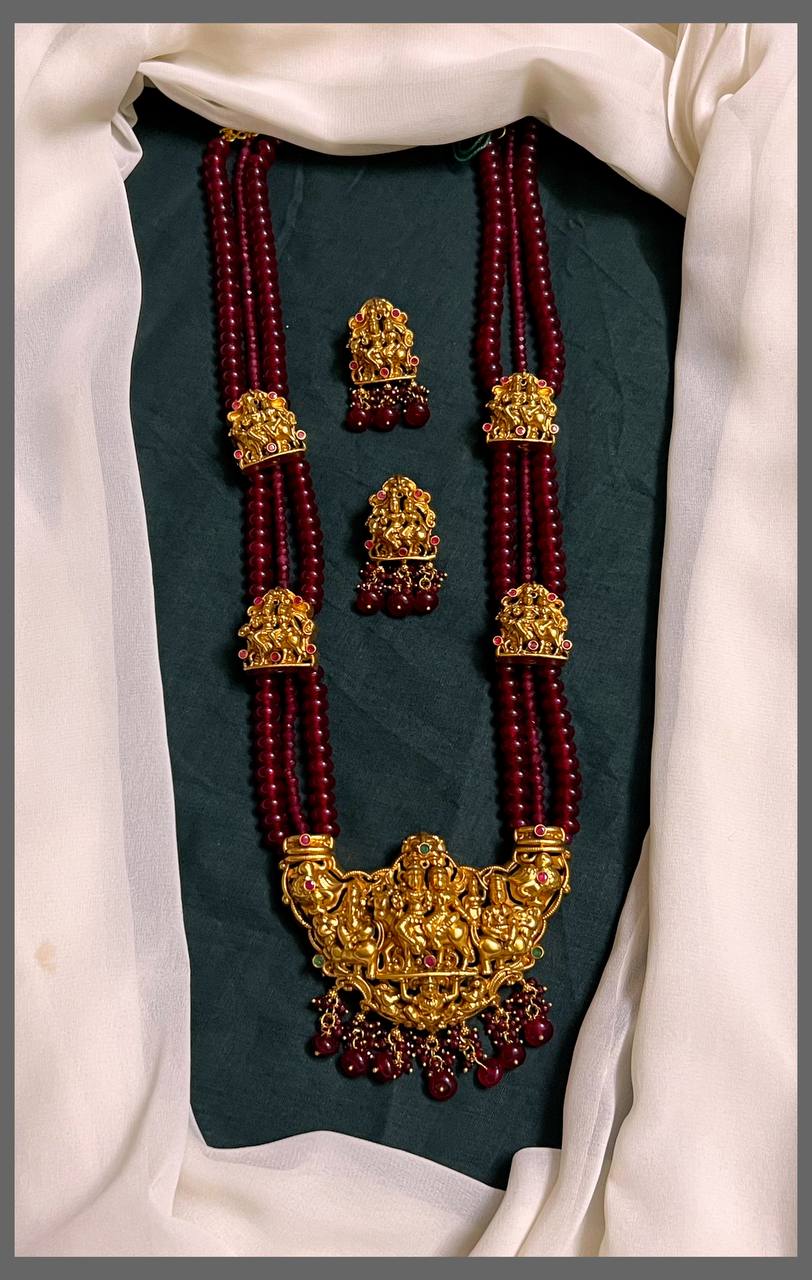 Shiva Parivar Kundan Pendant and Side Pendant in Pearl Haram - PB00267