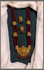 Shiva Parivar Kundan Pendant and Side Pendant in Pearl Haram - PB00267
