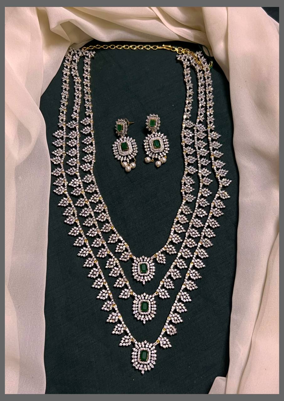 3 Layer White Stone  Leaf Haram in Diamond - DH0043