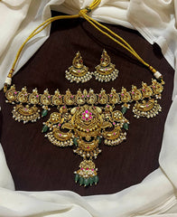 Grand Nakshi Mega Choker With Jaday Stone and Earrings - KN00681