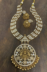 High Quality Temple Haram with Round Lakshmi Devi Pendant - KH00436