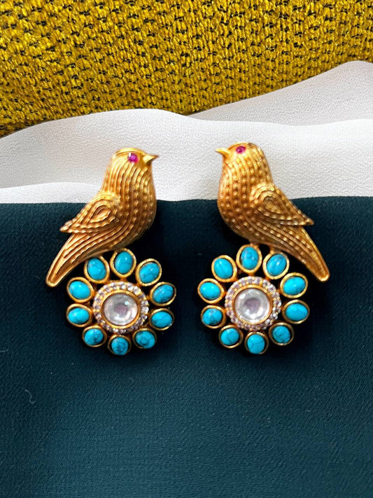 Blue Kundan Earrings - KE0094