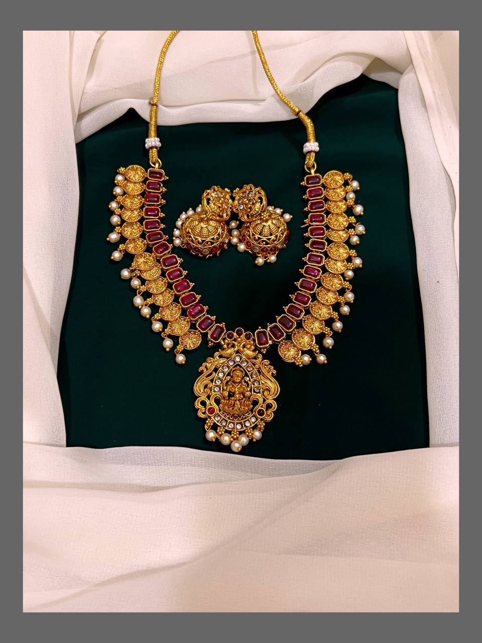 Ruby Necklace With Lakshmi In Nakshi - NN00278