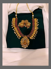 Ruby Necklace With Lakshmi In Nakshi - NN00278