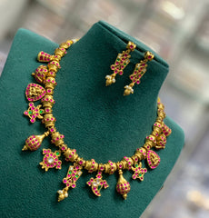 Lord venkateswara symbol Necklace in Kundan - KN00474