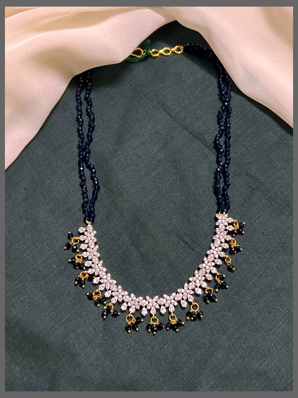 Double Layer Beads with White stone Flower - PB00358