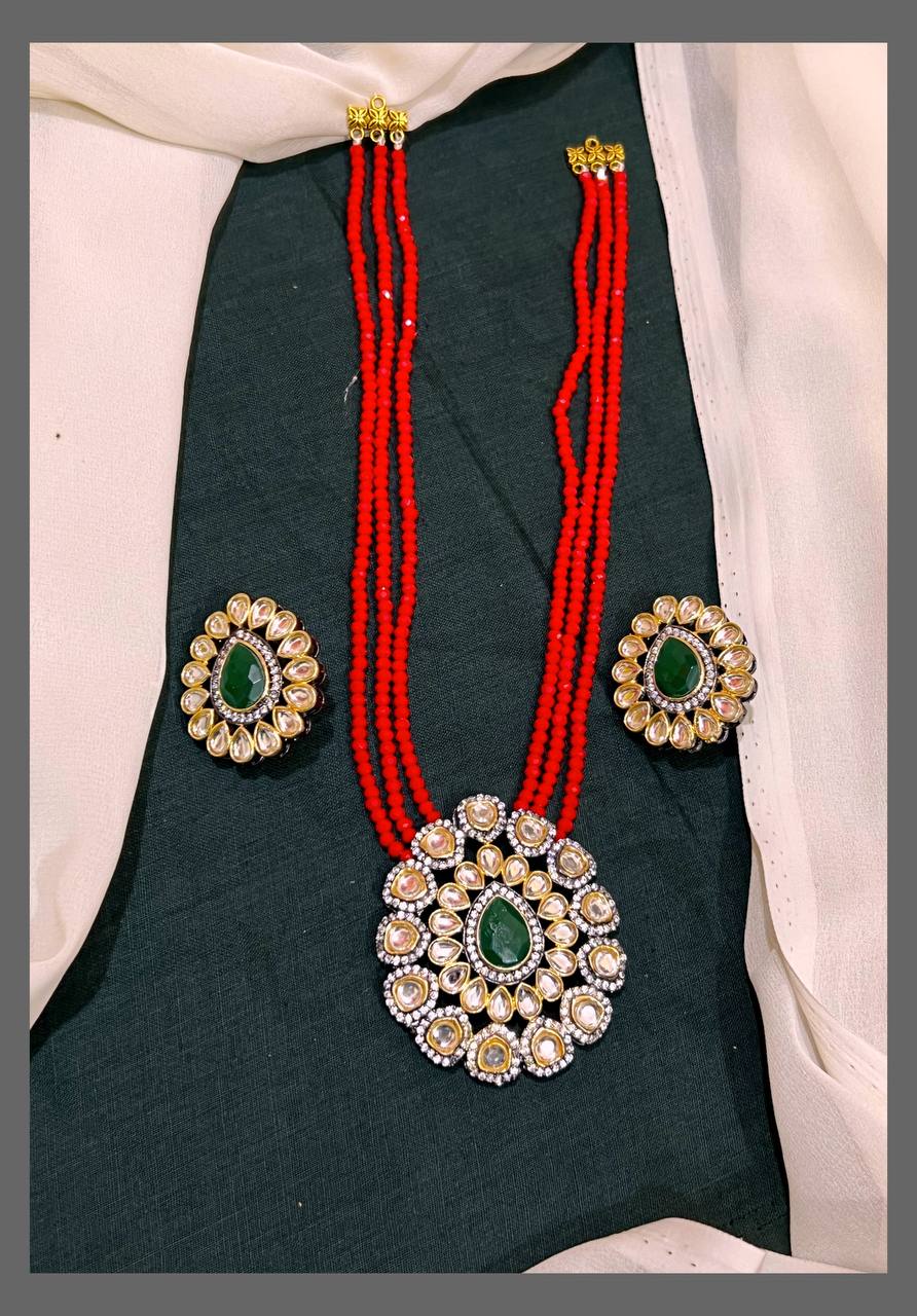 Coral Pearl Haram With Pendant - PB00369