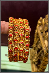 Coral set 0f 4 Bangles in Nakshi - BG00455