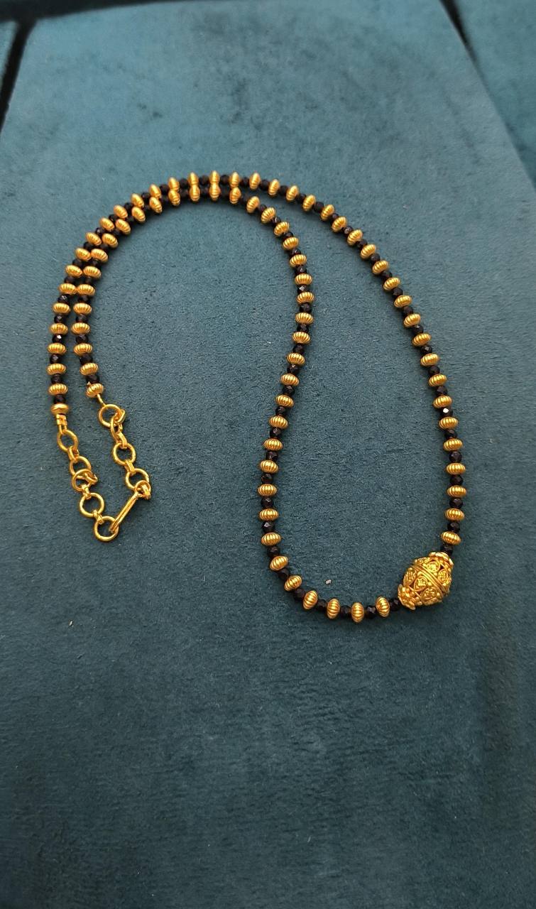 Antique Polish Black Bead With Nakshi Ball - BD00172