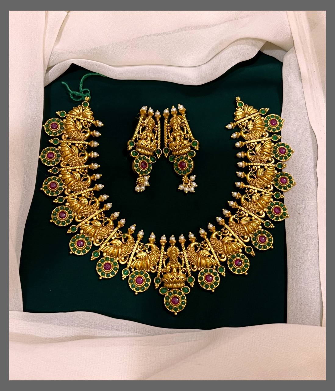 Beautiful Peacock And Lakshmi Necklace In Nakshi -NN00279
