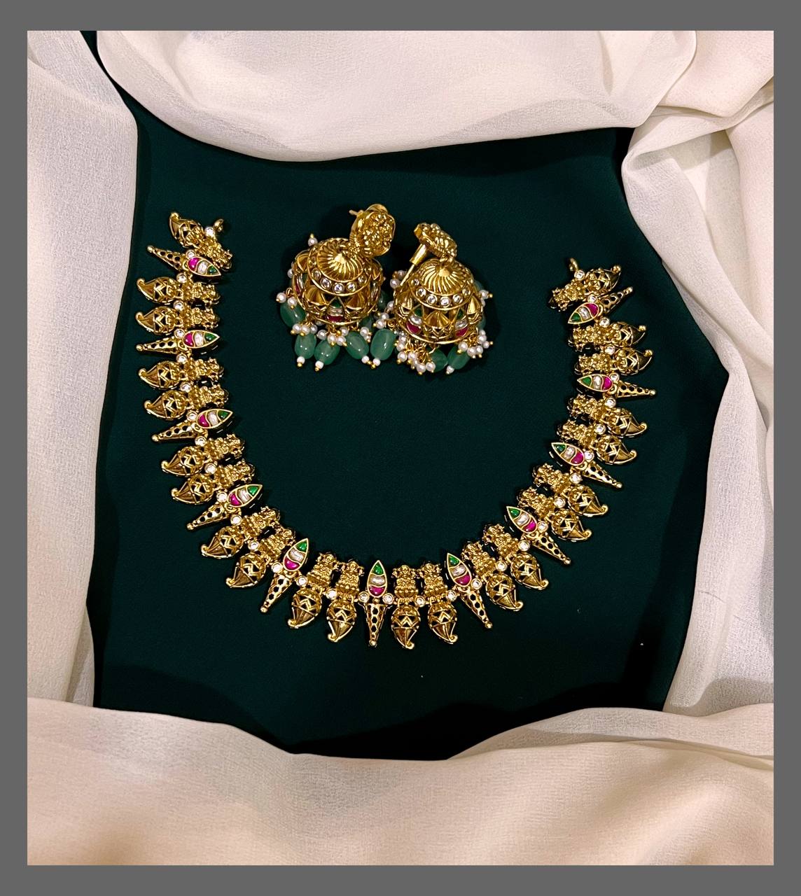 Antique Lakshmi and Mango Necklace In Nakshi - NN00383