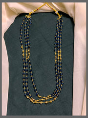 3 layer Blue and Golden Beads Haram - PB00393