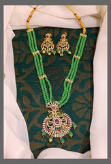 Green Bead With Peacock Pendent - PB0092