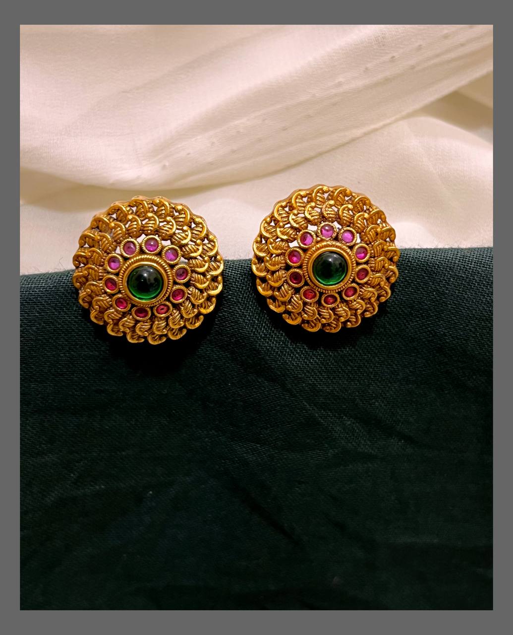Multi Colour Flower Stud Earring in Nakshi - NE00532