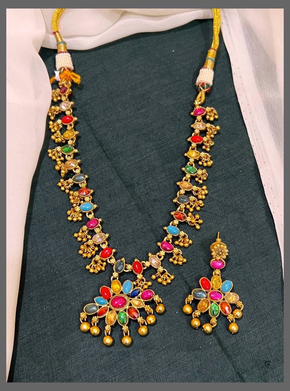 2 In 1 Flower Necklace In Nakshi - NN00603
