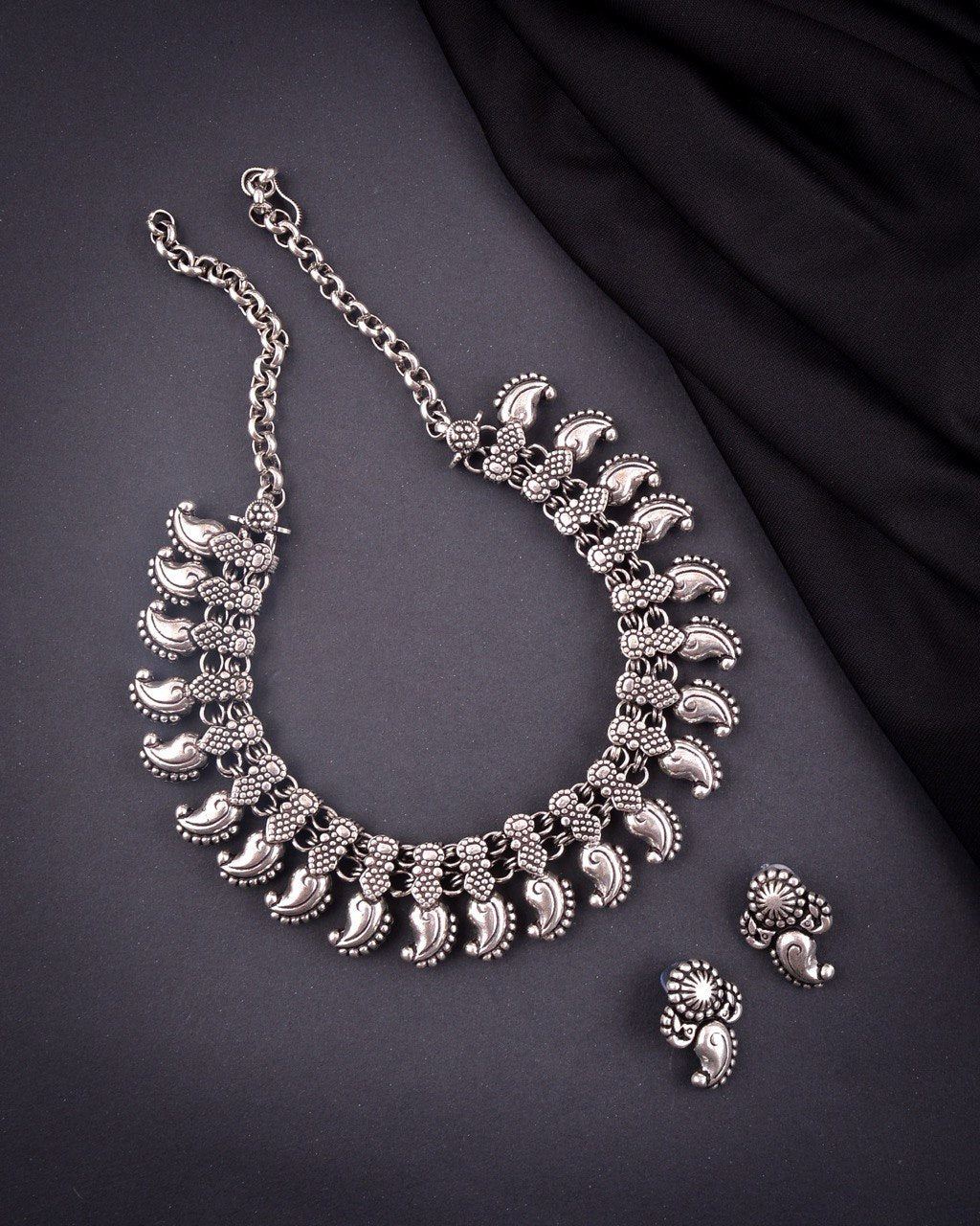German Silver Necklace With Earrings - NN00842