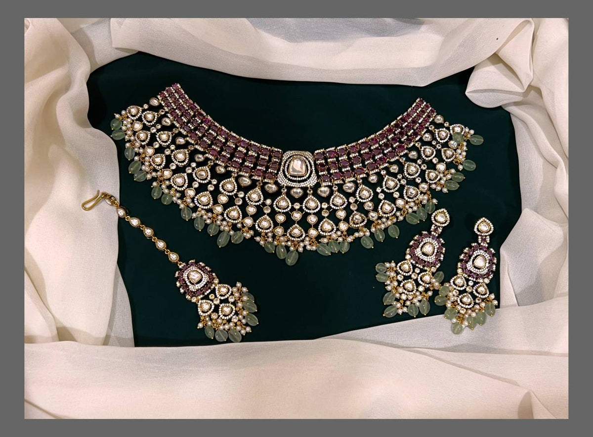 Elegent Pink and White Victorian Necklace - VN00105