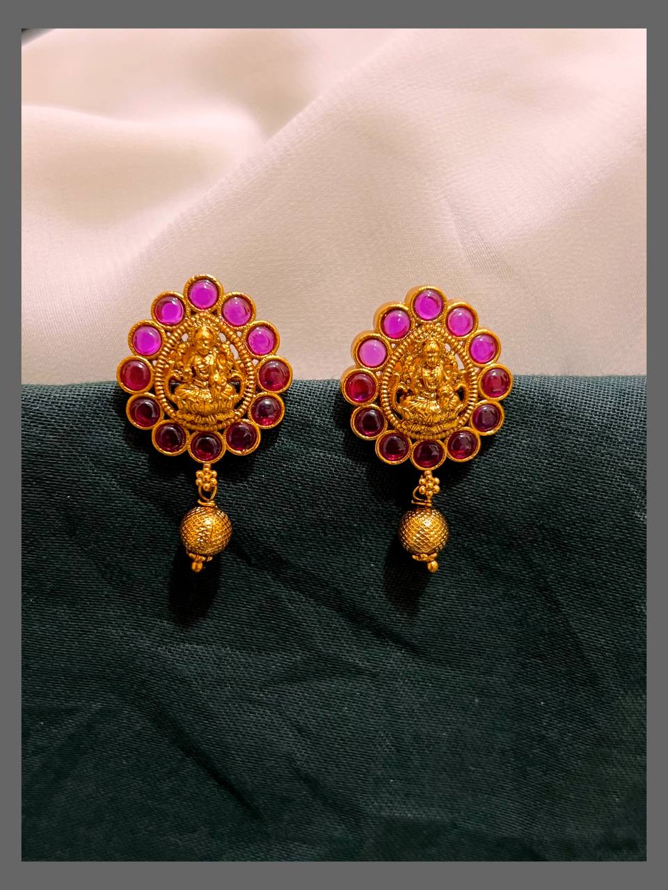 Lakshmi in Ruby Stud Earring in Nakshi - NE00546
