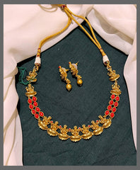 Lakshmi Necklace with Coral in Nakshi - NN00563