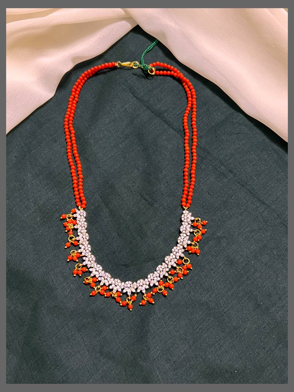 Doube layer Beads with Flower Necklace - PB00350