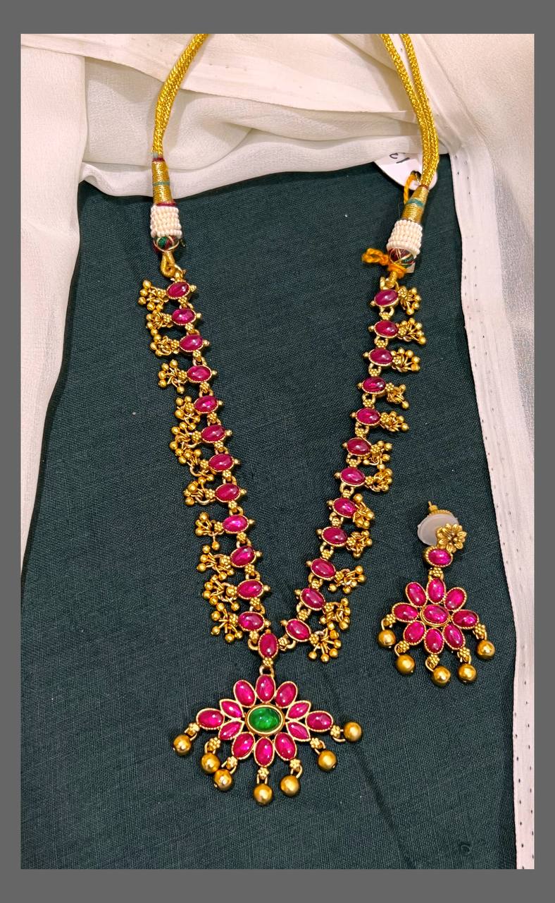 2 In 1 Flower Necklace In Nakshi - NN00603