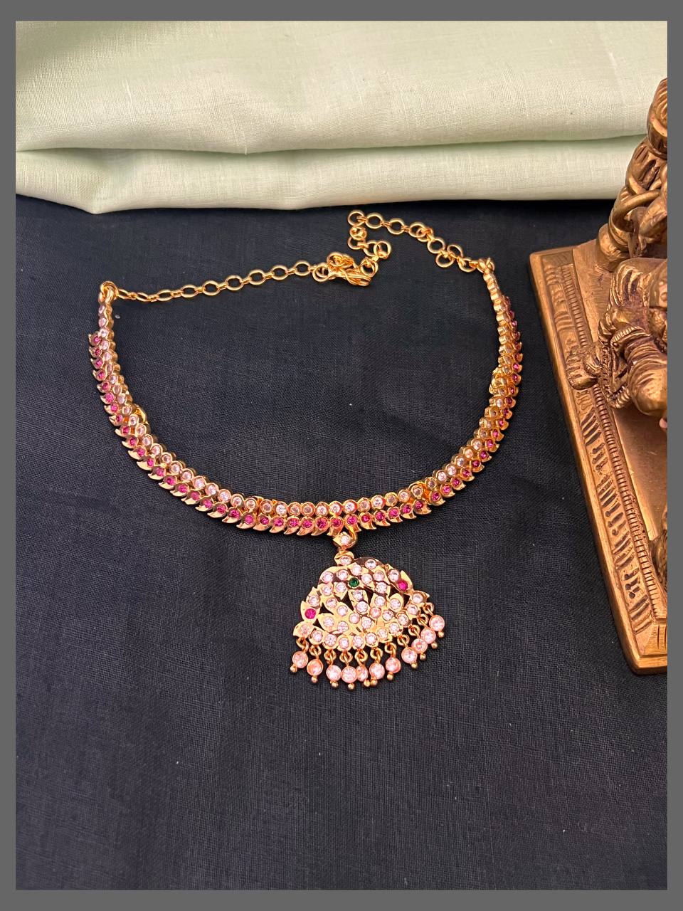 Ruby Panchaloha Necklace in Nakshi - NN00814