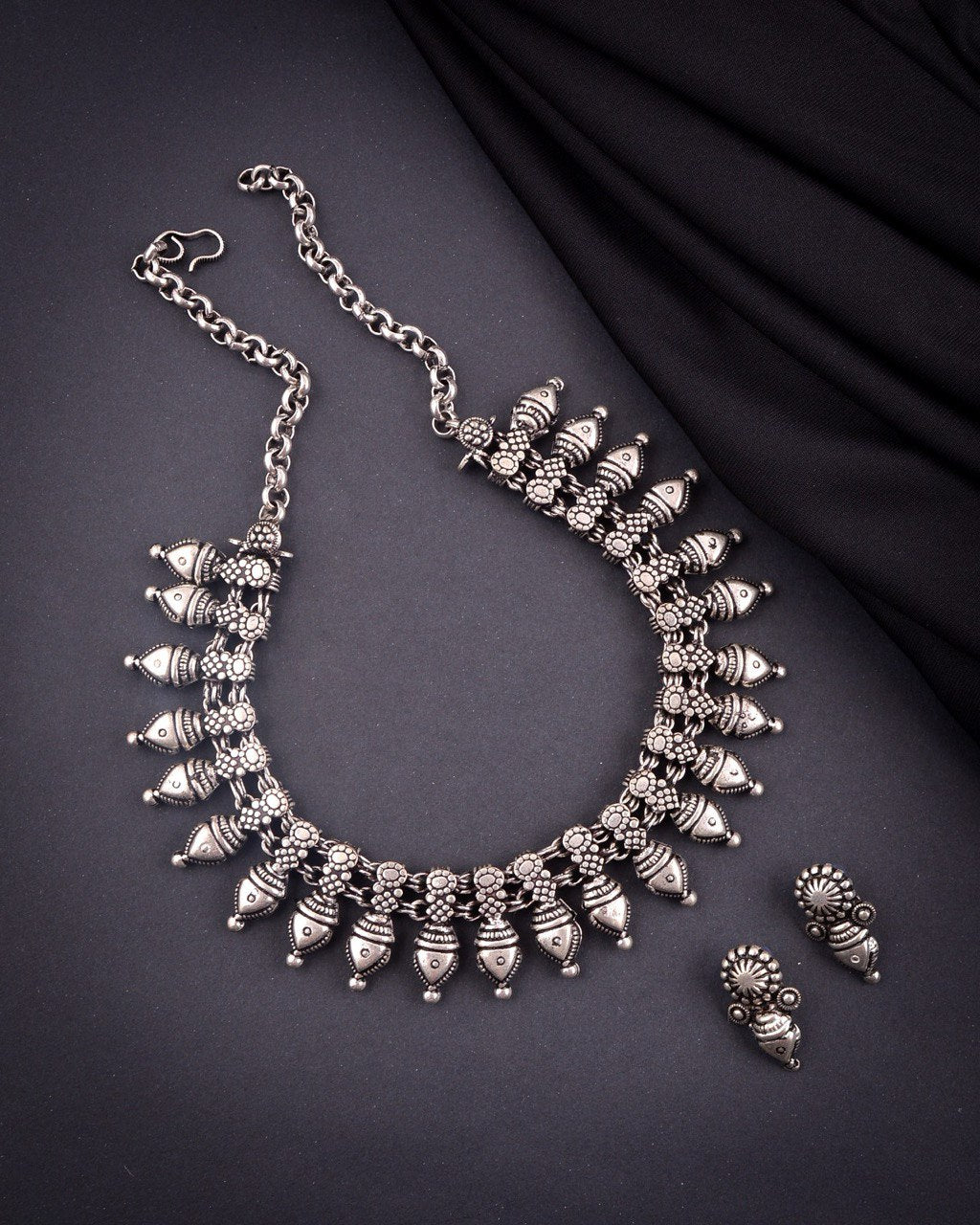German Silver Necklace With Earrings - NN00842