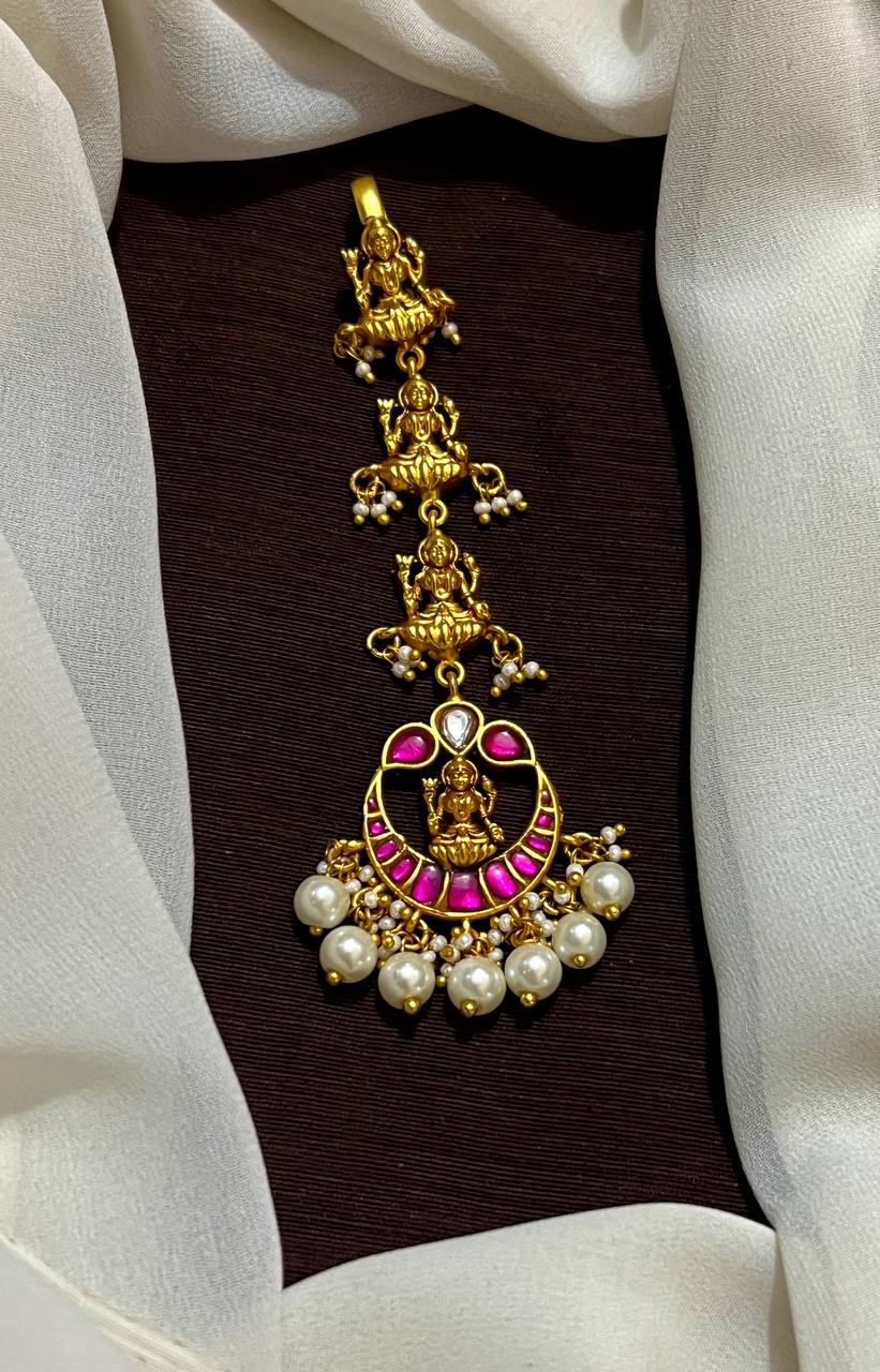 Ruby Jadau Stone Lakshmi Maang Tika - HA0014