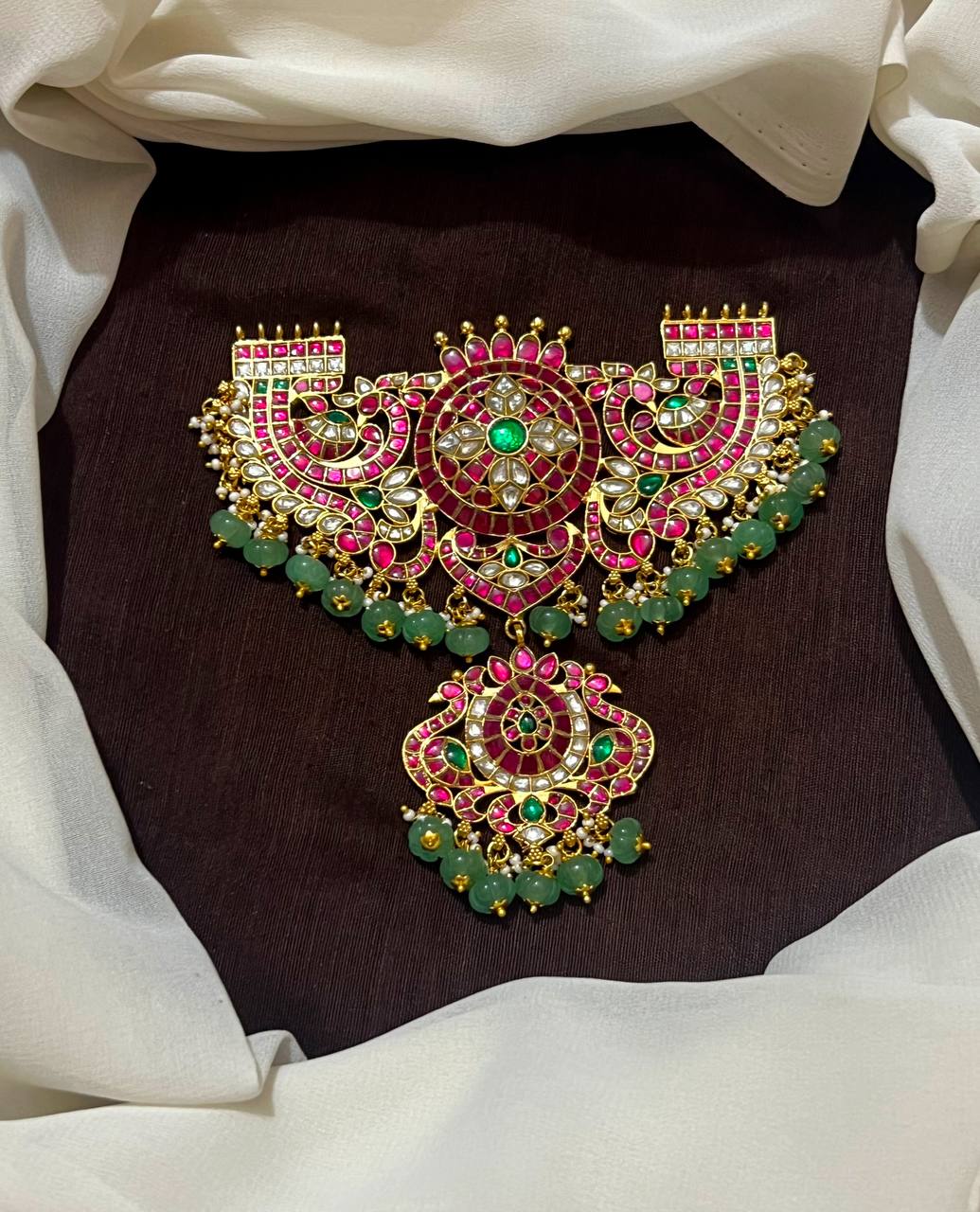 Jadau Rani Haram Pendant With Side Hooks - KP00213