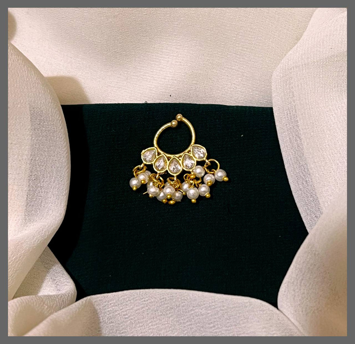 Beautiful Kundan Nose Ring - NR0034