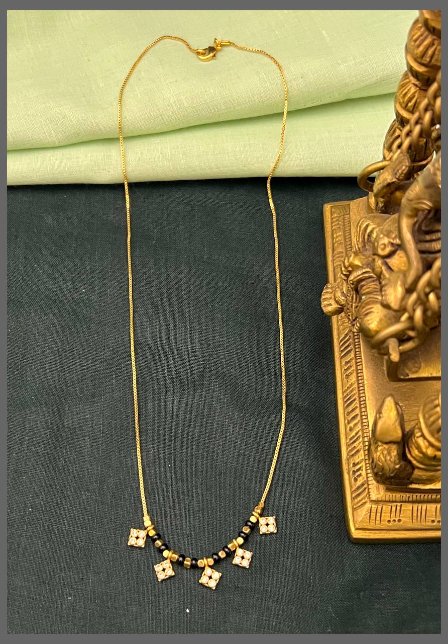 Black Beads Haram with Small Nakshi  Pendant - BD00146