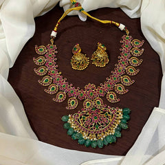 Kempu Mango necklace With Emerald Big Beads - NN00955