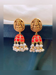 Beautiful Coral Jadau Kundan Jimika Earring - KE00100