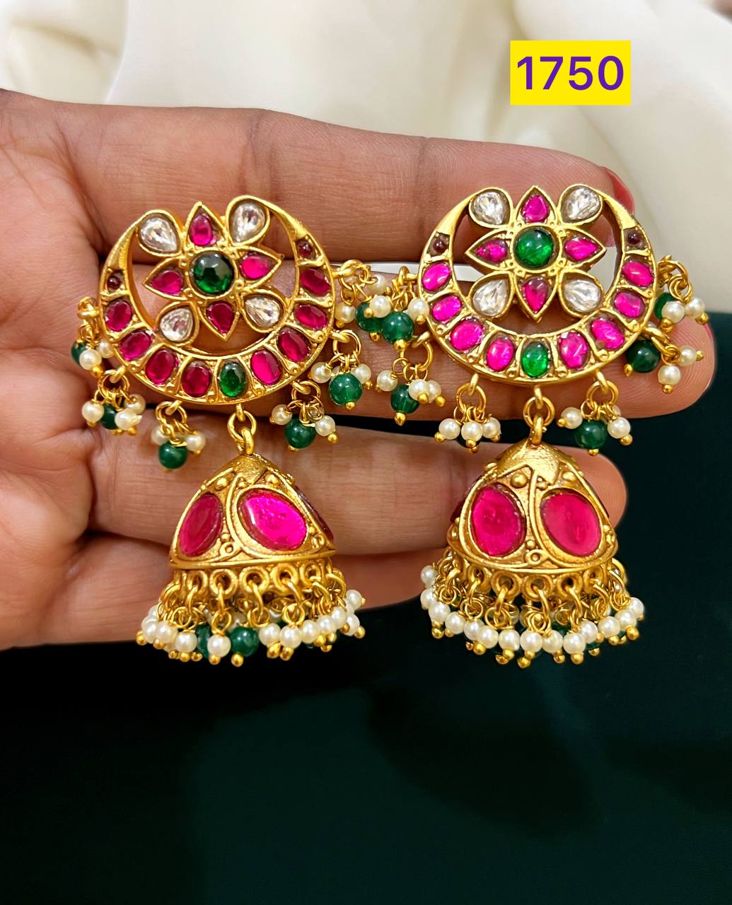 Chand Bali Jhumki's with Multi Color Kundan Earrings - KE00126