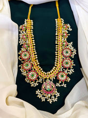 Flower Rice Pearl Haram in Jadau Kundan with Pendent -KH00114