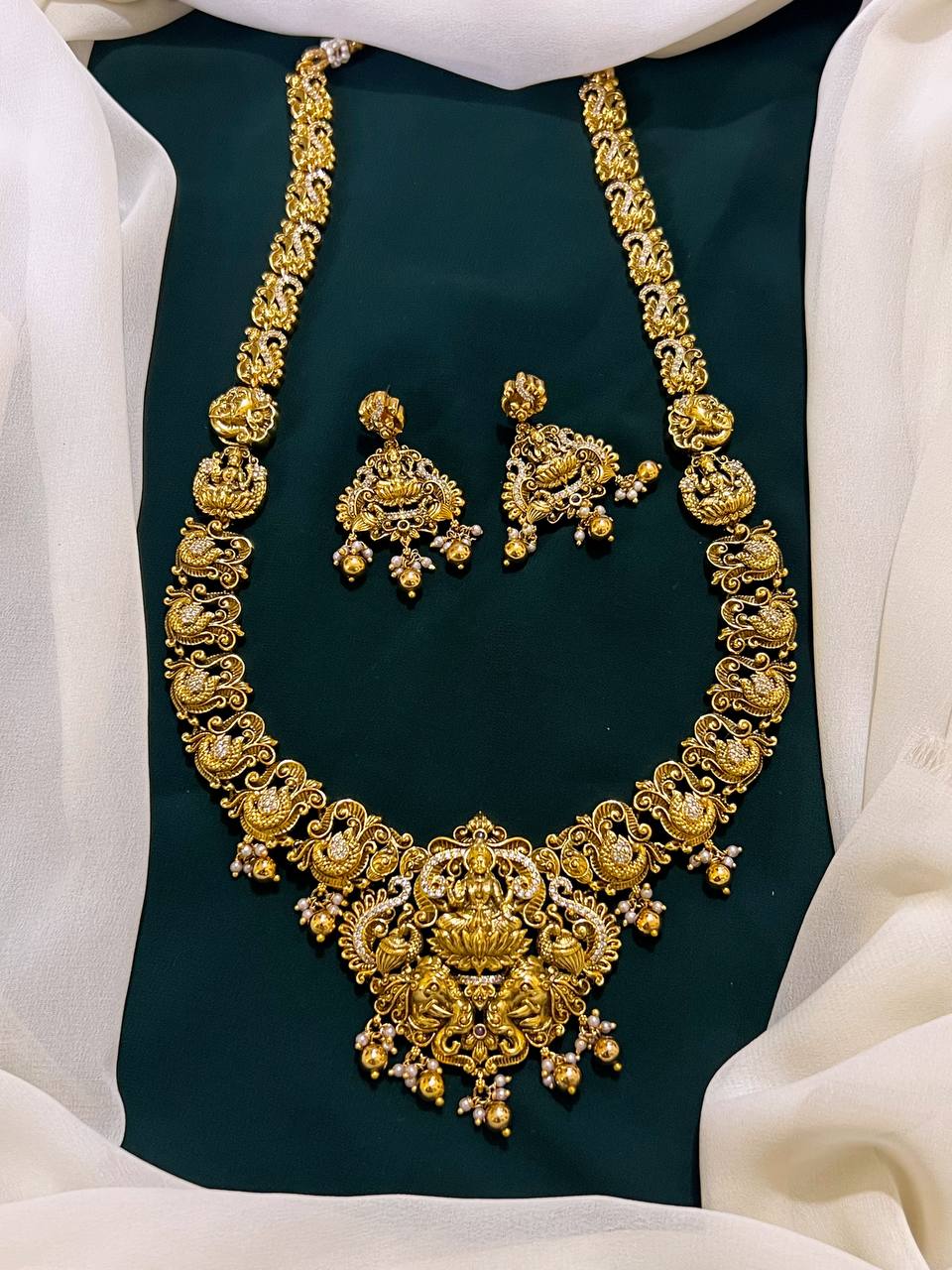 Lord Lakshmi Haram Pendent with peacock - NH0033