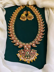 Ruby Mango and Flower pendent in Nakshi Necklace - NN00149
