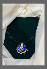 Blue Jadau Invisible Necklace - KN00163