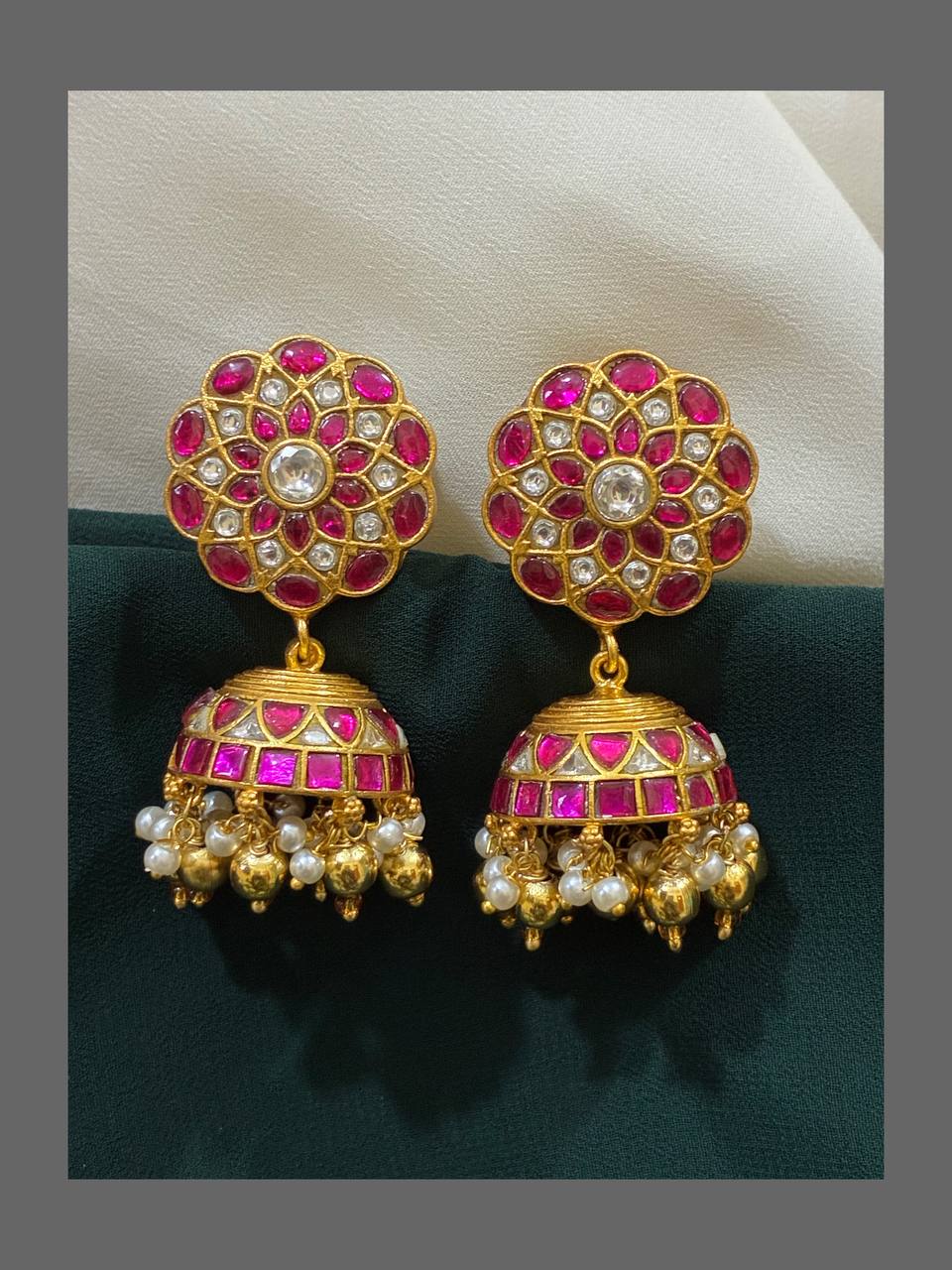 Ruby Flower Jimikki in Kundan - KE00183