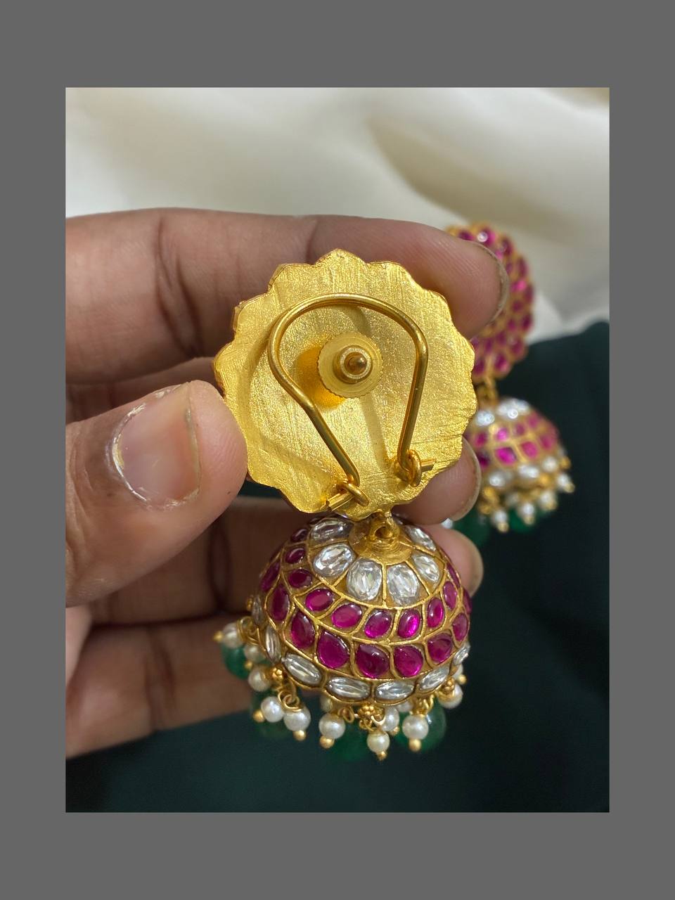 Beautiful Gold Replica Jadau Jhumki - KE00196