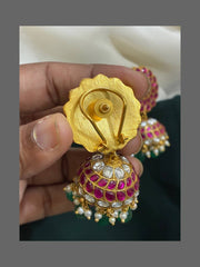 Beautiful Gold Replica Jadau Jhumki - KE00196